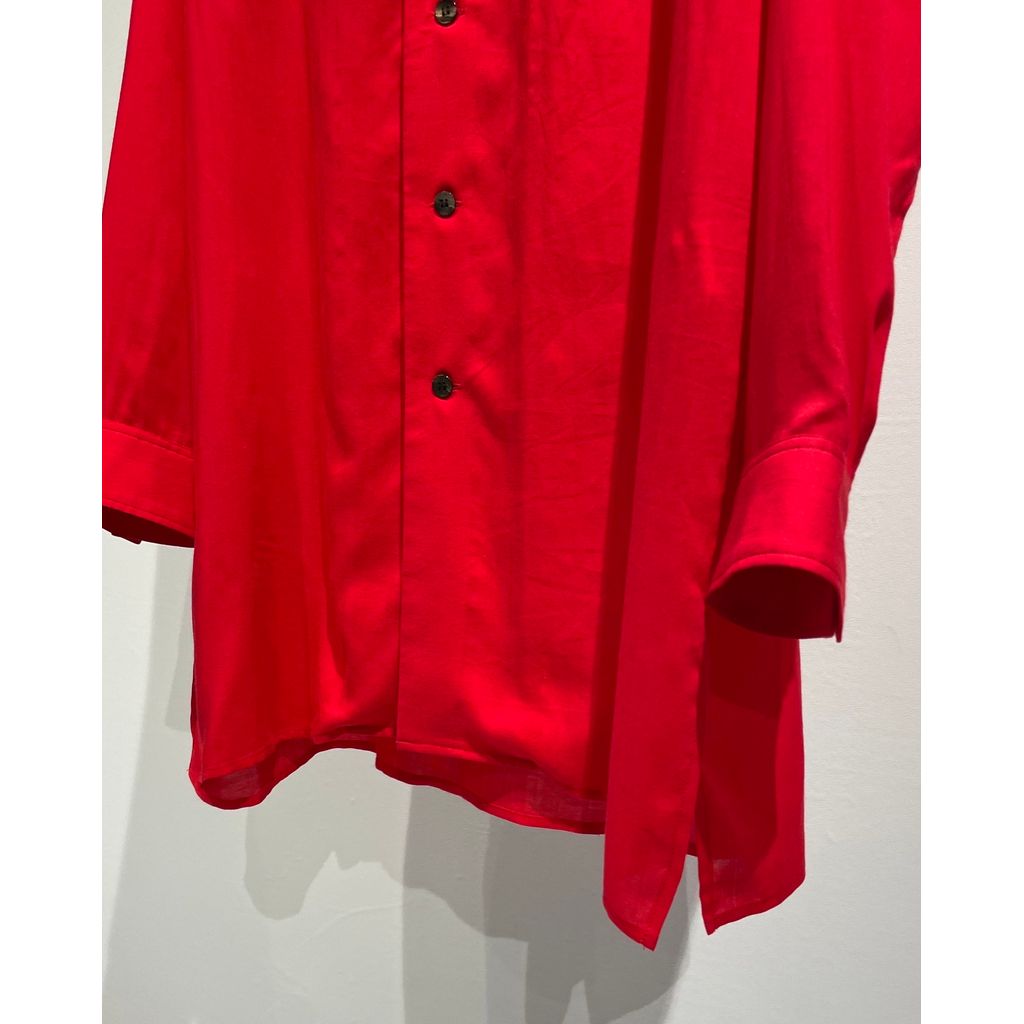 Y's for men CELLULOSE LAWN PANEL OPEN COLLAR SHIRT(RED)