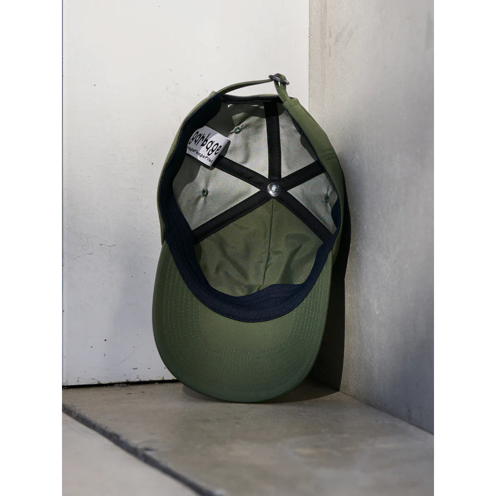 GARBAGE INDUSTRIES PRE CURVE BRIM 6 PANEL CAP (4:33)OLIVE (WHITE EMB)