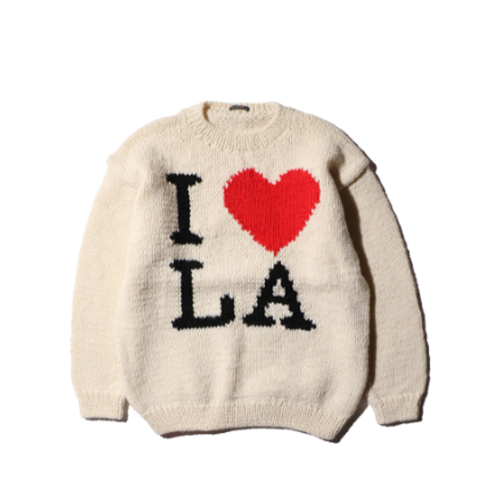 THRIFTY LOOK I LOVE LA hand knit crew sweater
