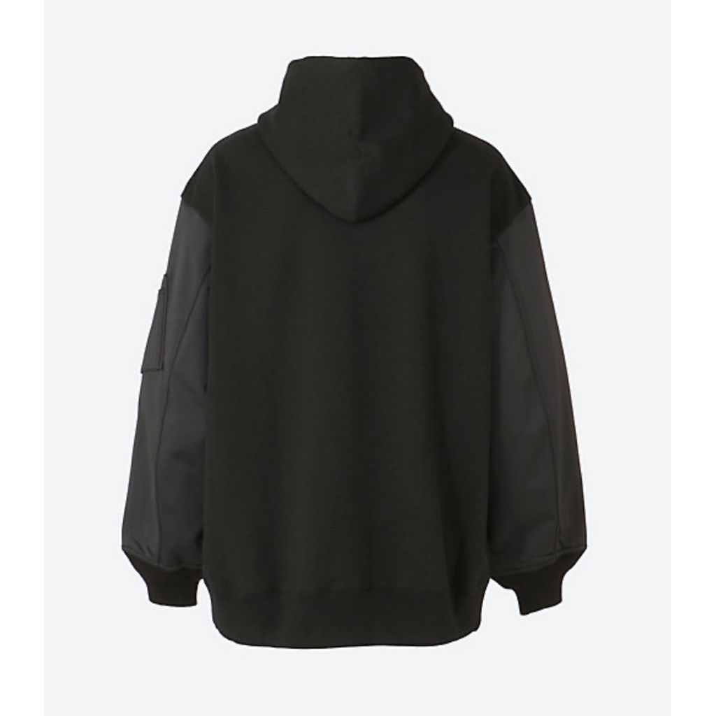 COMME des GARCONS HOMME 綿裏毛×綿ナイロン裏毛 パーカー(BLACK)