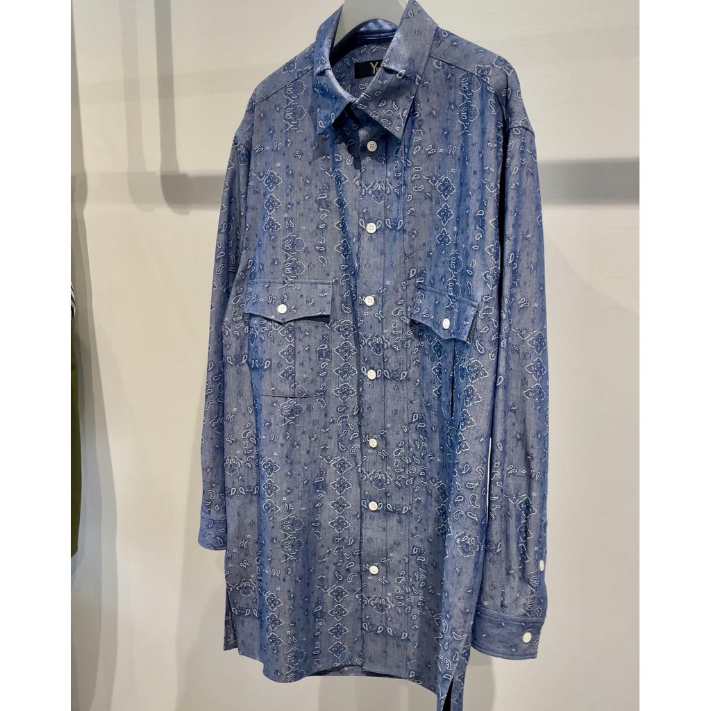 Y's for men DUNGAREE JACQUARD PATTERN SHIRT WITH TUCK COLLAR