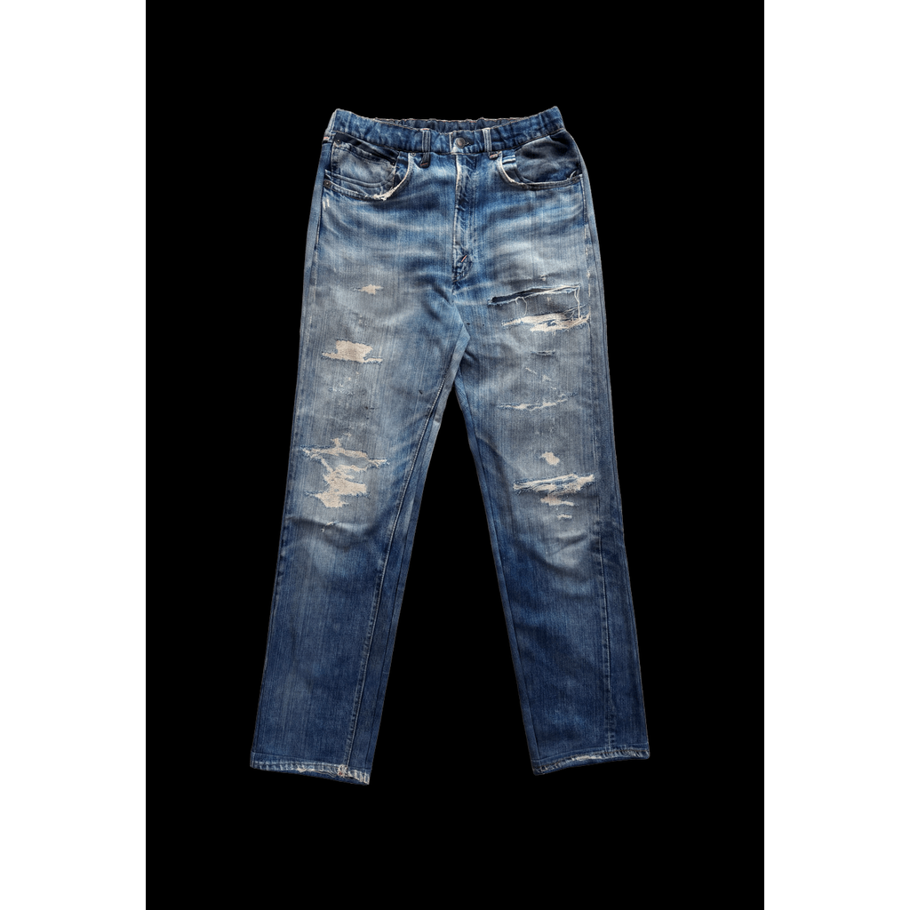 TALKING ABOUT THE ABSTRACTION DENIM PRINT FLEECE LINING STRIGHT PT