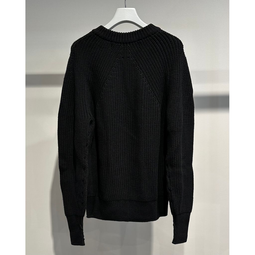 COMME des GARCONS HOMME BATONER W-NAME WOOL CREW NECK KNIT(BLACK)