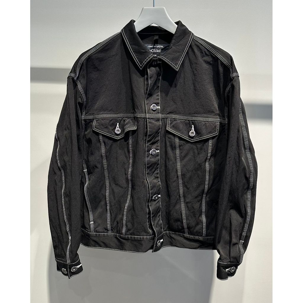 ricot COMME des GARCONS 黒ナイロンジャンパー COMME des GARCONS HOMME ナイロンツイル ミリタリージャケット (BLACK