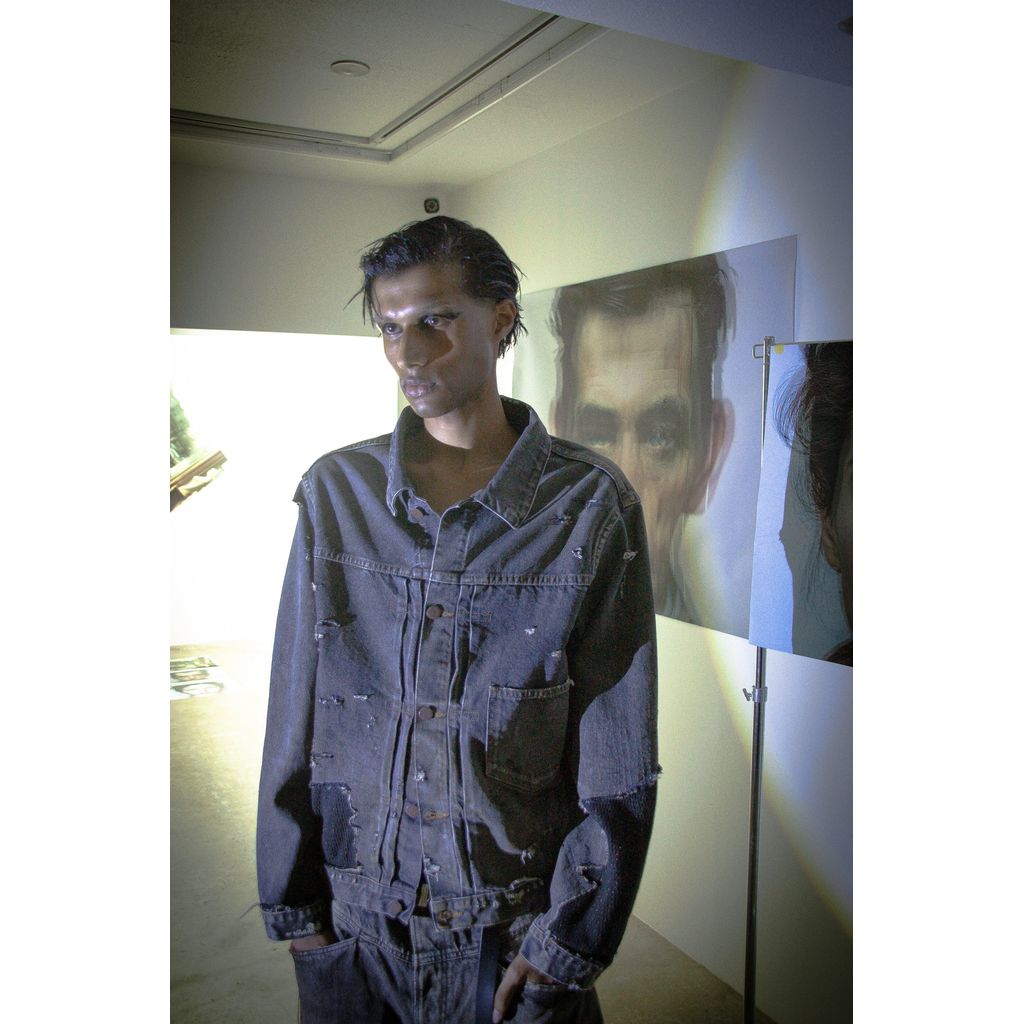 ANACHRONORM FRONT TUCK REMAKED BLACK DENIM JACKET BLACK (REMAKE)