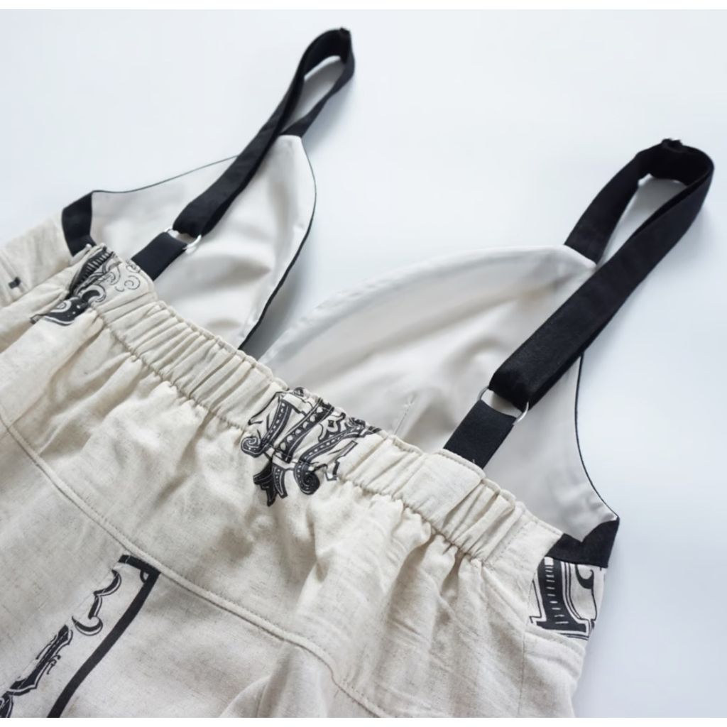 THOMAS MAGPIE C/Linen PRINT サロペット