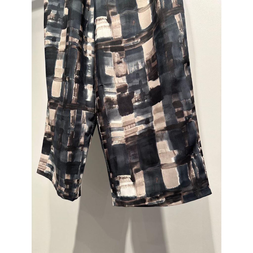 【MADE IN JAPAN】LINEAGE ABSTRACT CHECK EASY PANTS(BLACK)