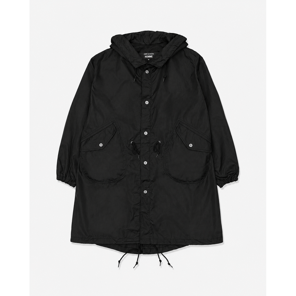 COMME des GARCONS HOMME Cotton Nylon Weather X Nylon Twill Garment Washed Coats(BLACK)