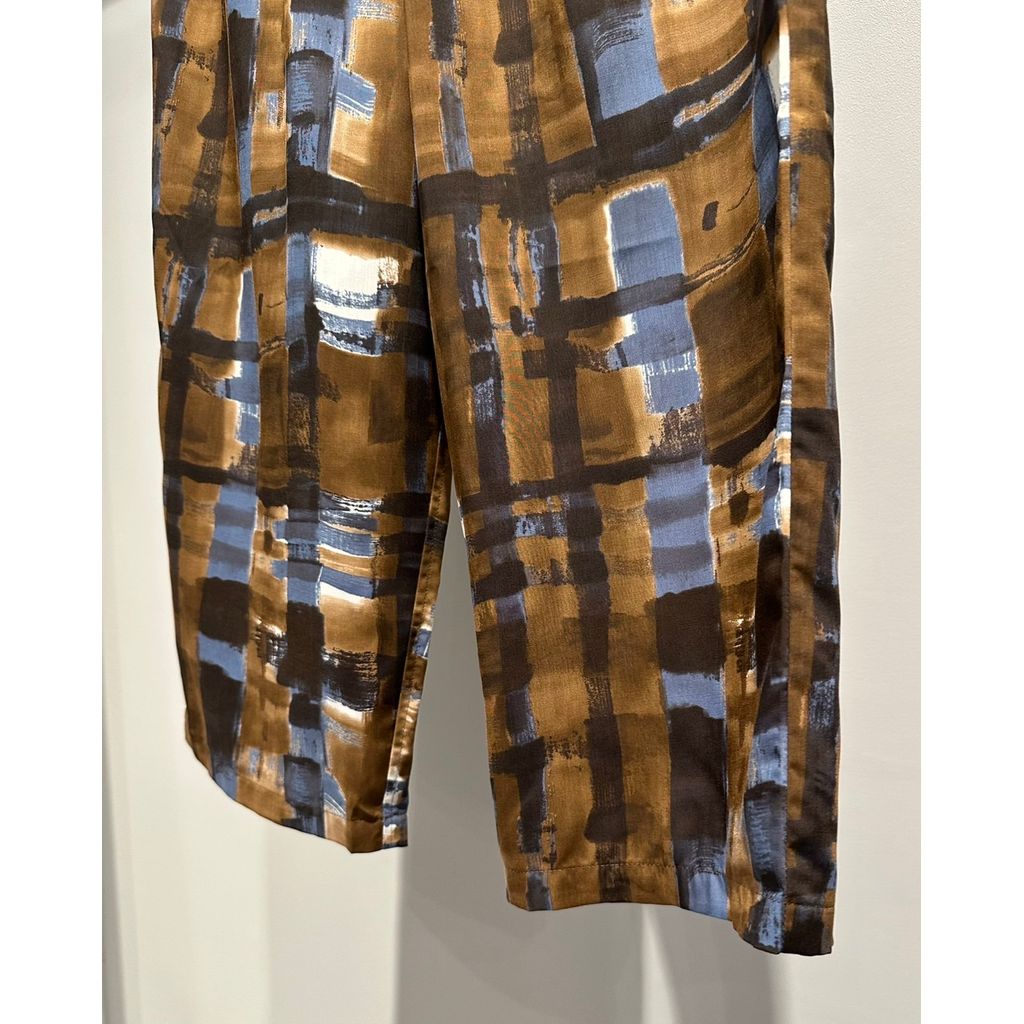 【MADE IN JAPAN】LINEAGE ABSTRACT CHECK EASY PANTS(BROWN)