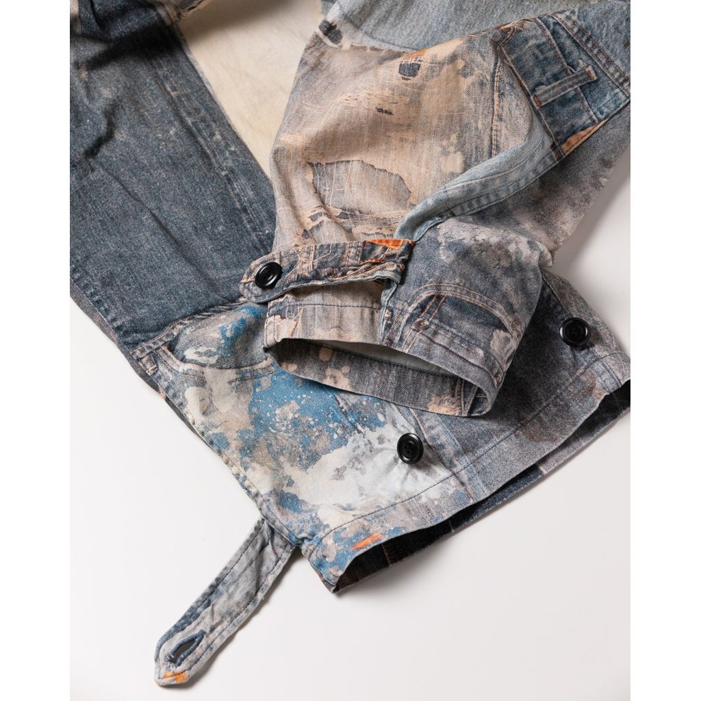 ANACHRONORM AN278 ARCHIVE DENIM COLLAGE WIDE EASY PANTS INDIGO