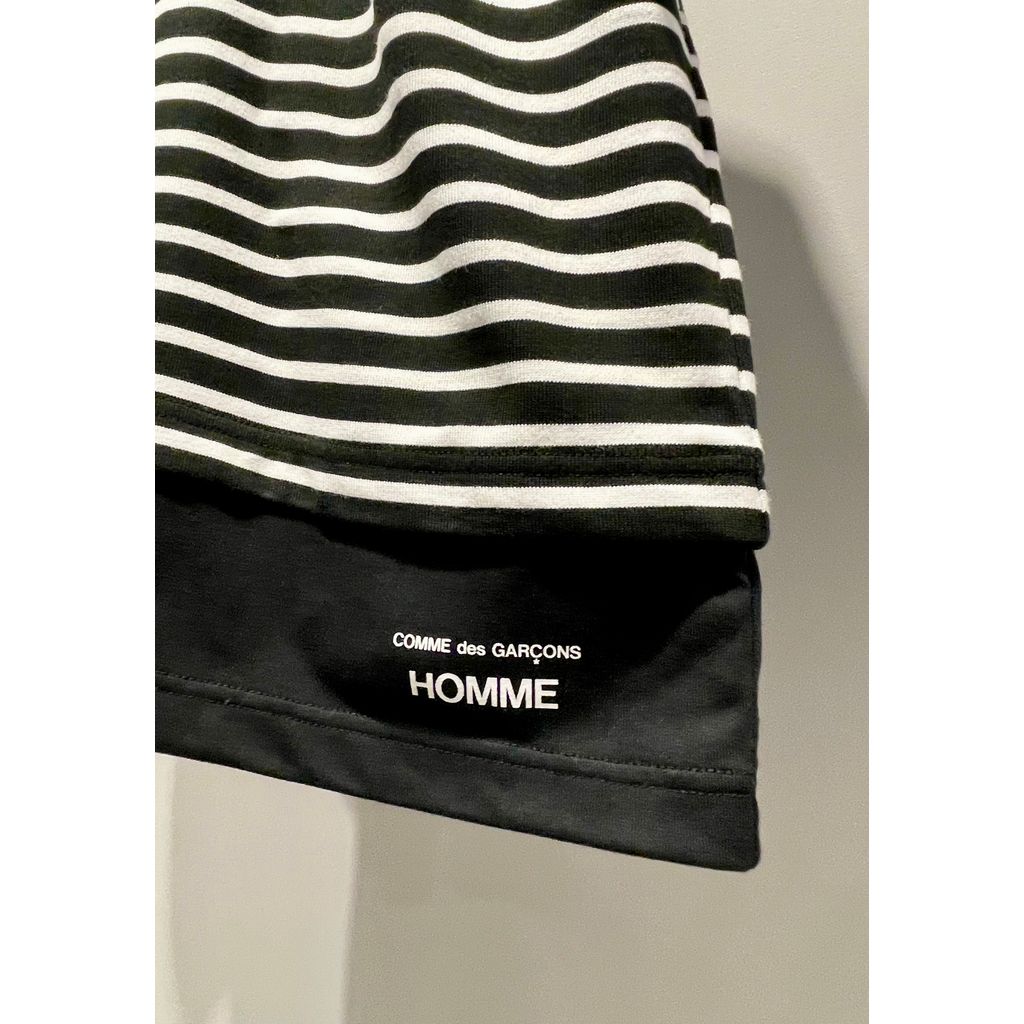 COMME des GARCONS HOMME コットン天竺 ボーダー切替え TEE(BLACK)