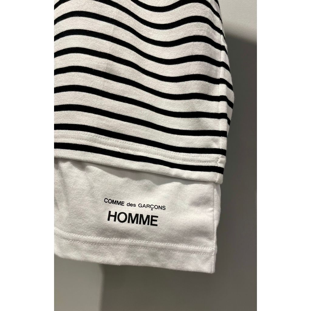 COMME des GARCONS HOMME コットン天竺 ボーダー切替え TEE(WHITE)