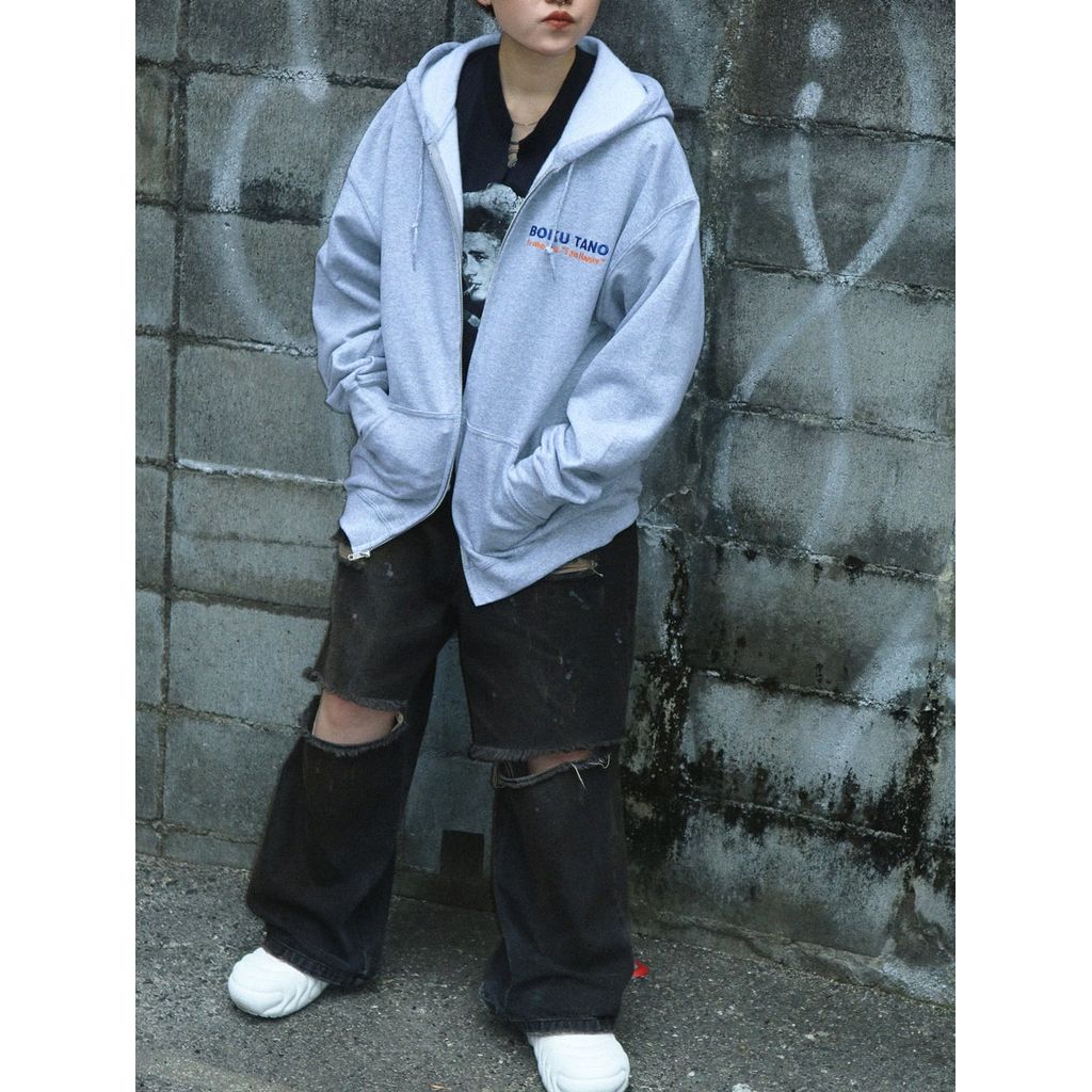 BOKU HA TANOSII / ボクタノジップパーカー "グレー"