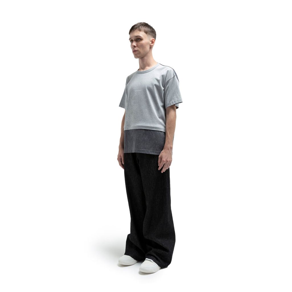 FUMITO GANRYU Red Label Mantle Tee B - Heather Gr X Dark Heather Gr