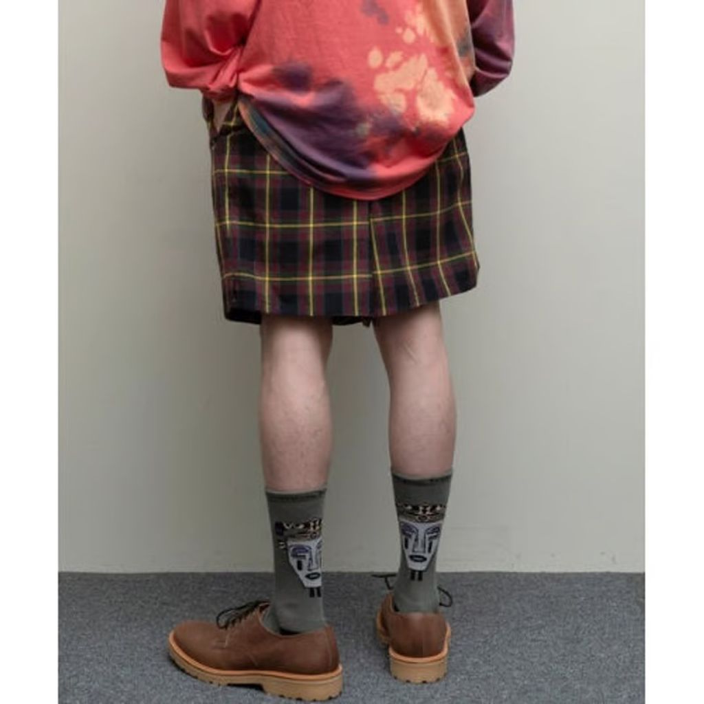 bal WASHED PLAID ELASTIC WAIST SHORT
