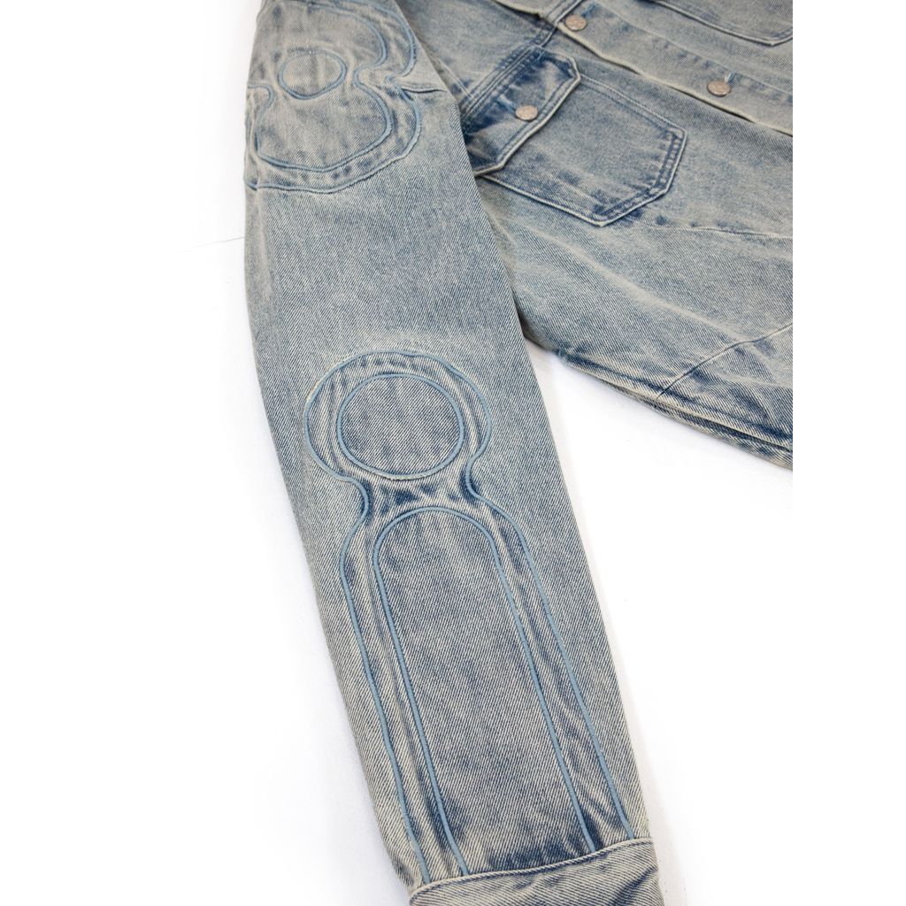 VANDY THE PINK RIDER DENIM JACKET(LIGHT WASH BLUE)