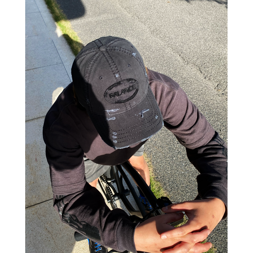 ANACHRONORM AN362 DAMAGED 6PANEL CAP BLACK