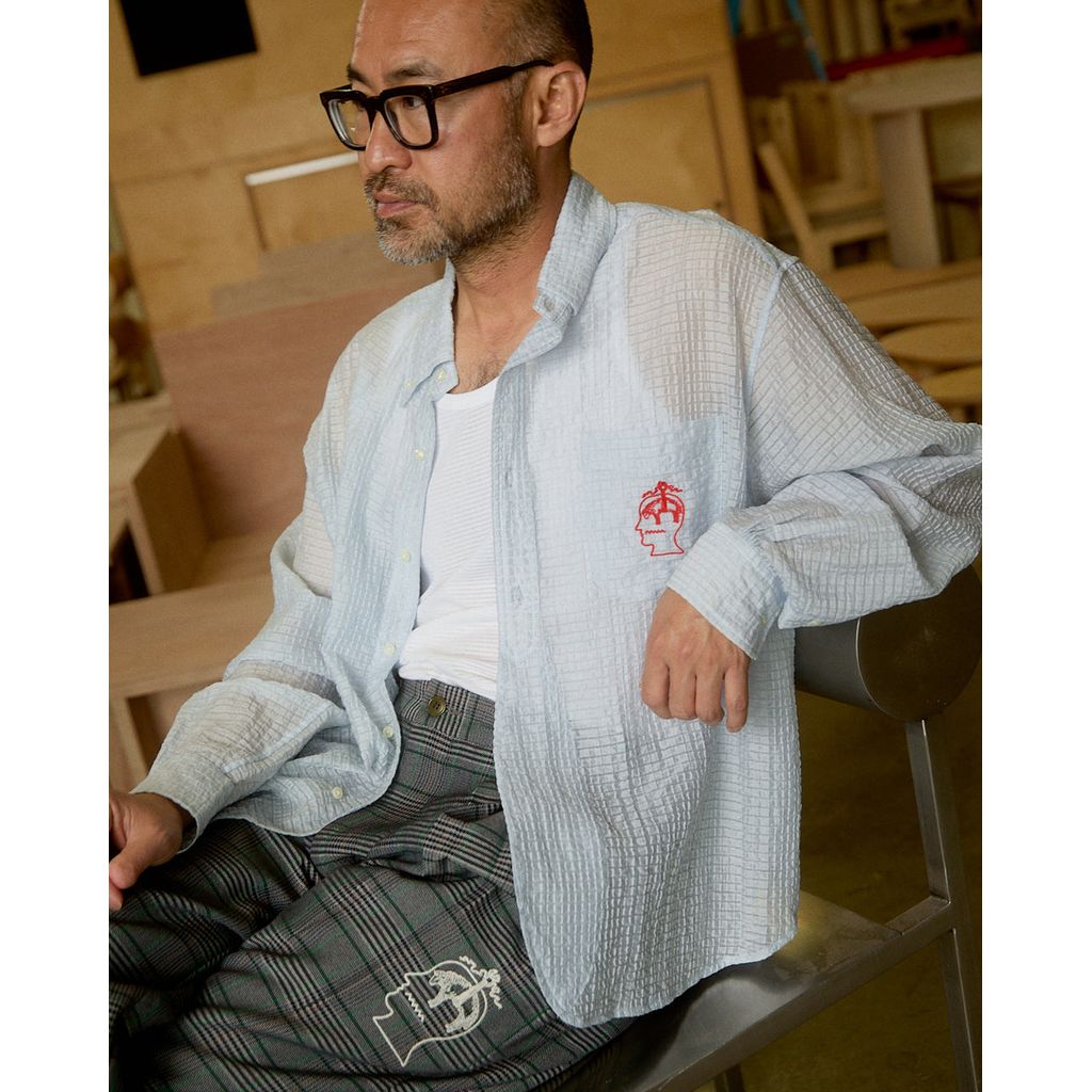 BRAIN DEAD BB Half Placket Oxford Button Up Shirt