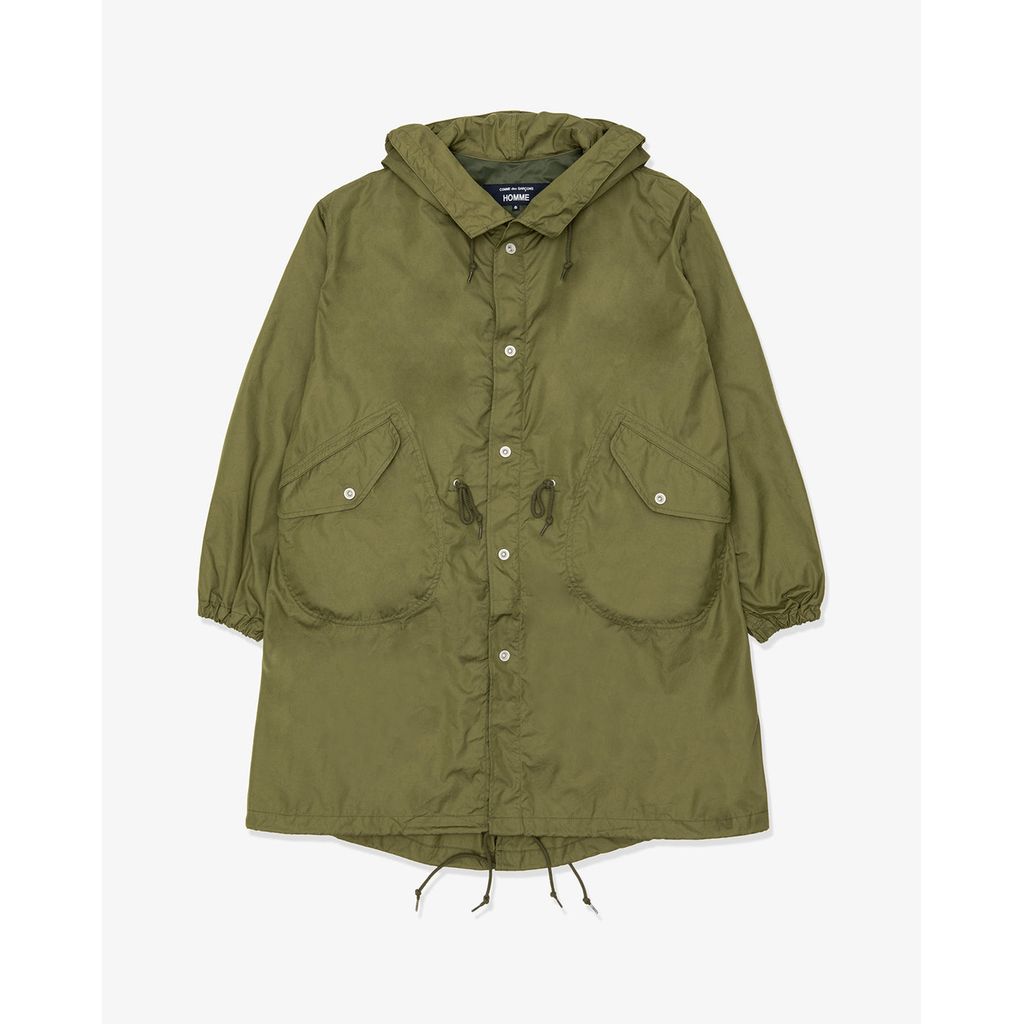 COMME des GARCONS HOMME Cotton Nylon Weather X Nylon Twill Garment Washed Coats(KAHKI)