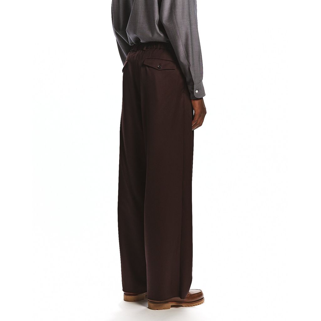 MARKAWARE SUPER 160's WOOL GABARDINE TRIPLE PLEATED WIDE TROUSERS