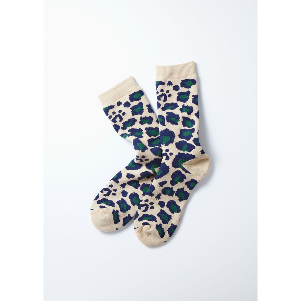 ROTOTO PILE LEOPARD CREW SOCKS