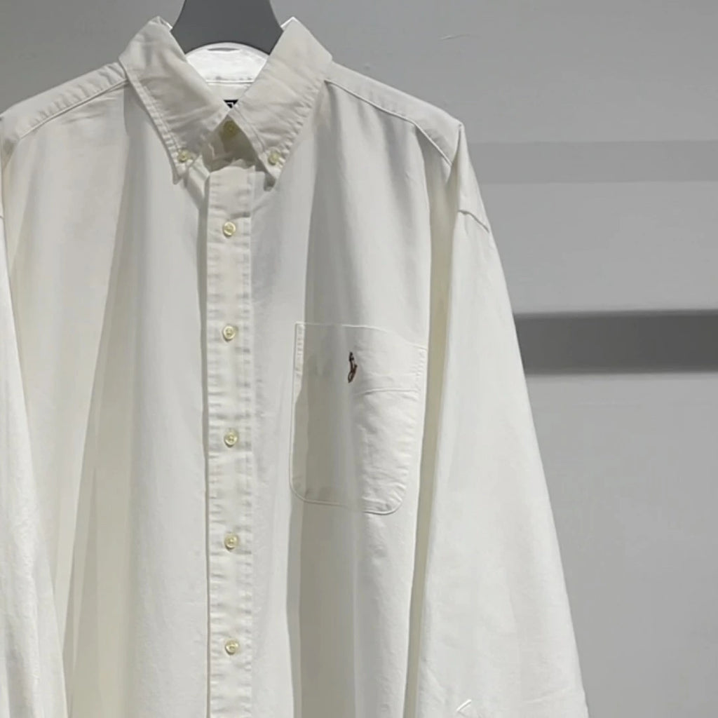 POLO RALPH LAUREN BIG FIT LONG SLEEVE SPORTS SHIRTS(WHITE)