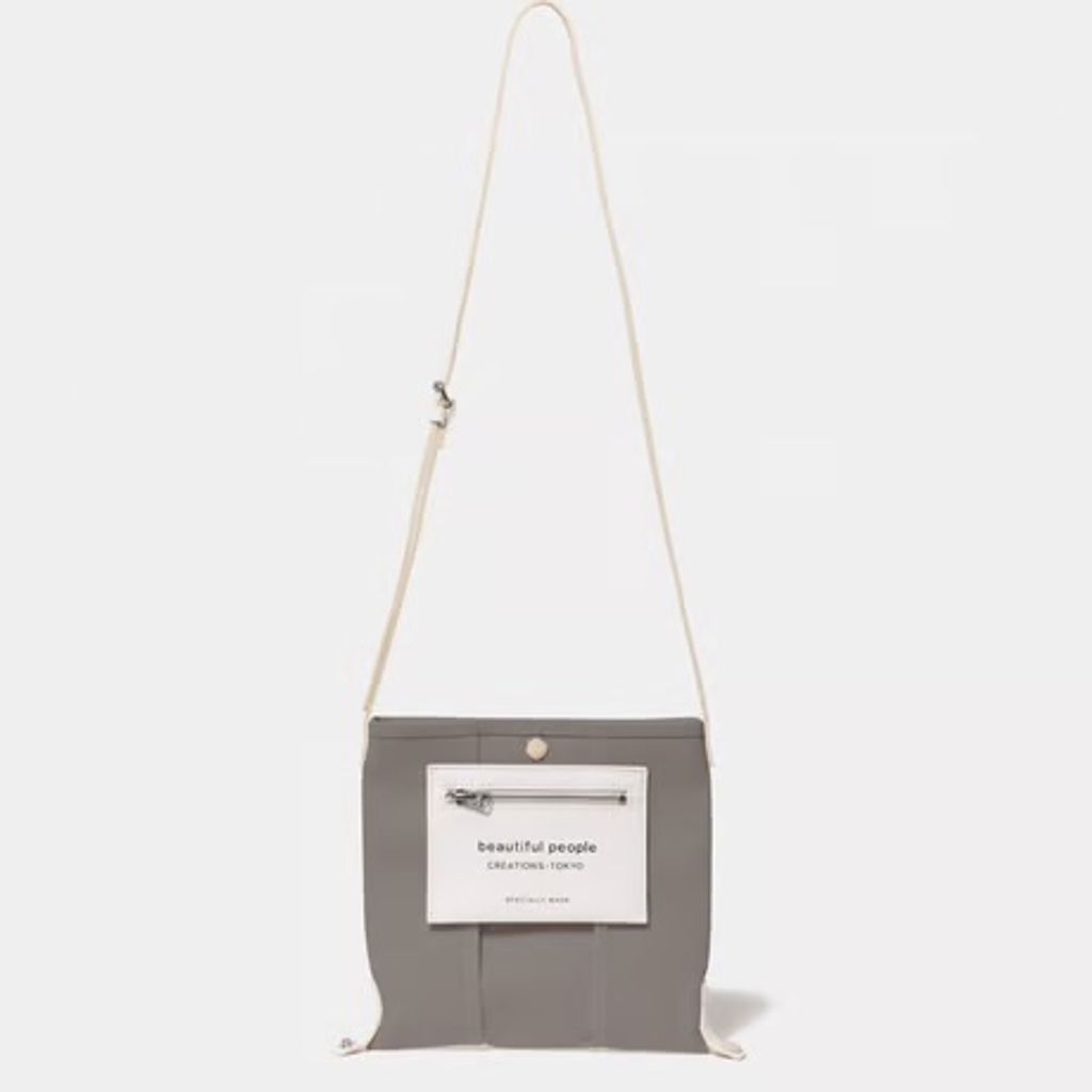 beautiful people lining logo pocket mini shoulder bag(gray)