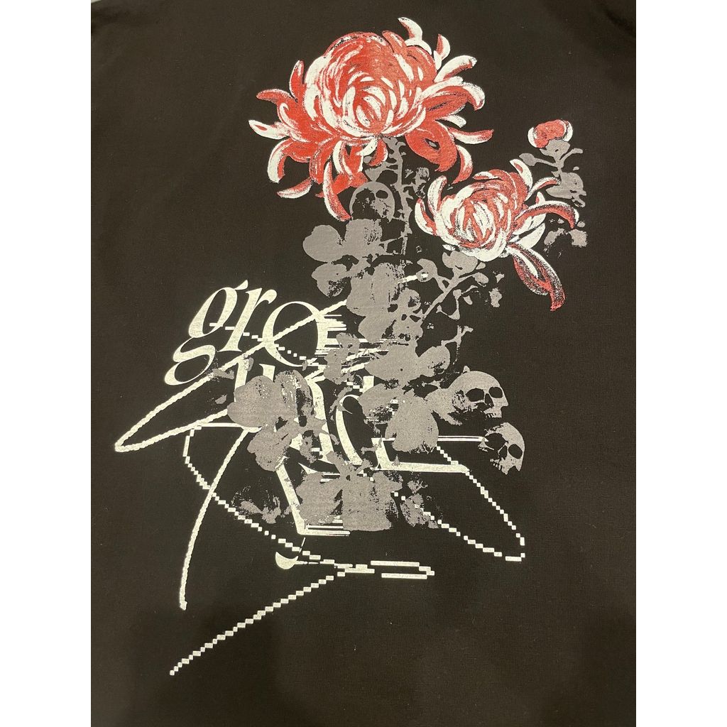 Ground Y COTTON JERSEY SKULL FLOWER T-SHIRT