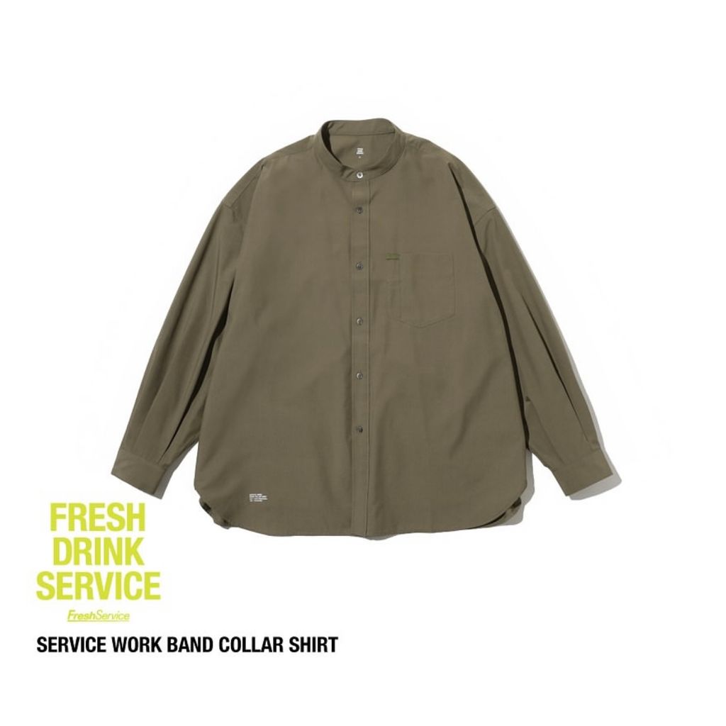 FRESH DRINK SERVICE "SERVICE WORK BAND COLLAR SHIRT"