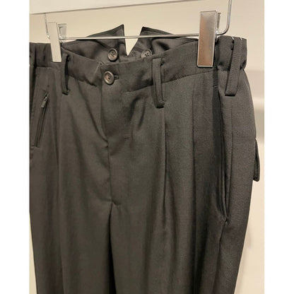 Y's for men WOOL GABARDINE COIN POCKET TUCK PANTS