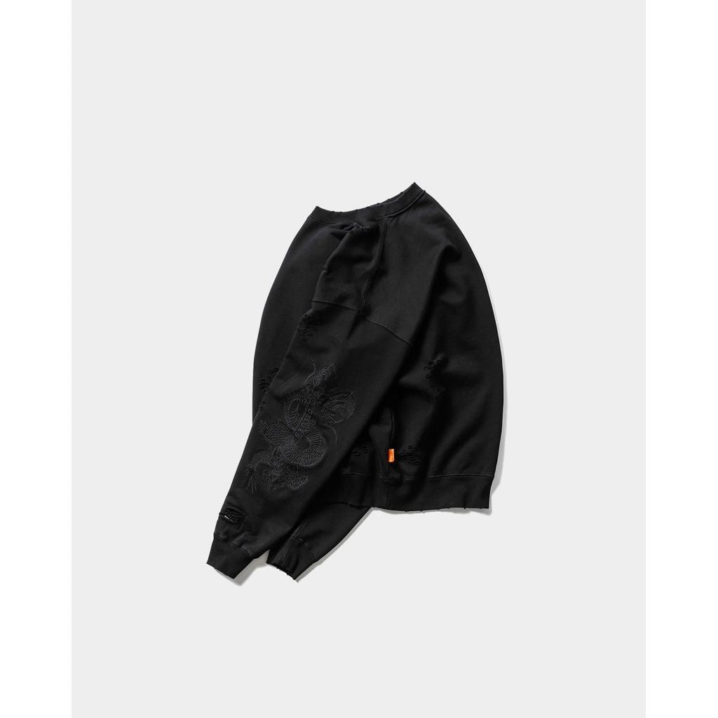 TIGHTBOOTH DAMAGE CREW SWEAT - TIGHTBOOTH x DELUXE