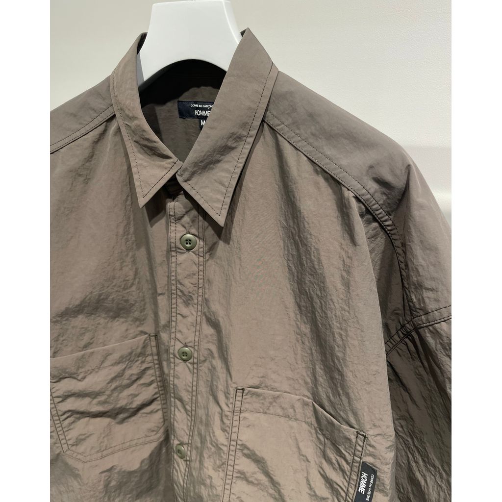 COMME des GARCONS HOMME NYLON TUSSER HALF SLEEVE SHIRT（KAHKI）