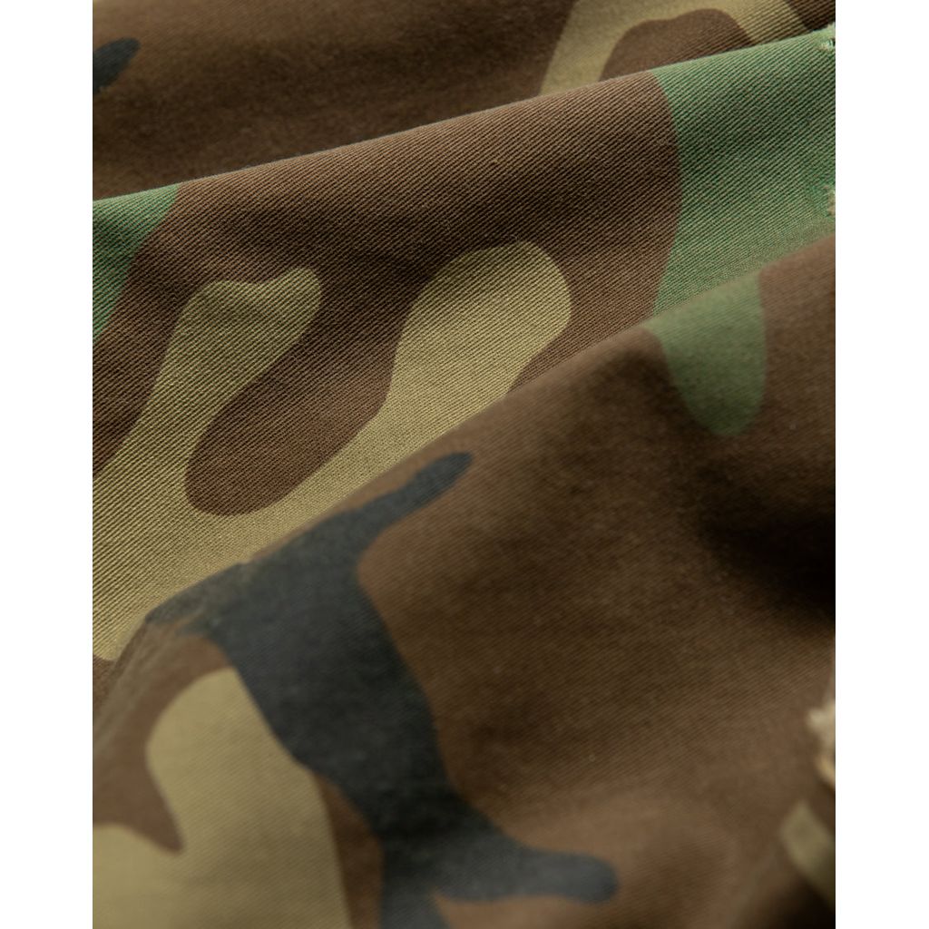 ANACHRONORM  AN372 BLACK CUT-OFF HARD DAMAGED B.D.U CAMO PANTS WOODLAND