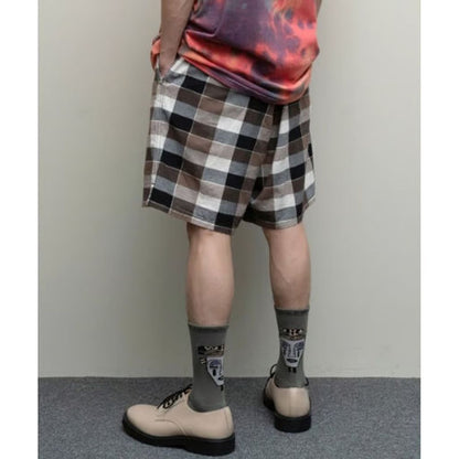 bal WASHED PLAID ELASTIC WAIST SHORT