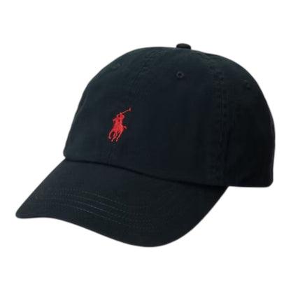 POLO RALPH LAUREN コットン チノ ベースボール キャップ（ポロ ブラック/RL レッド）