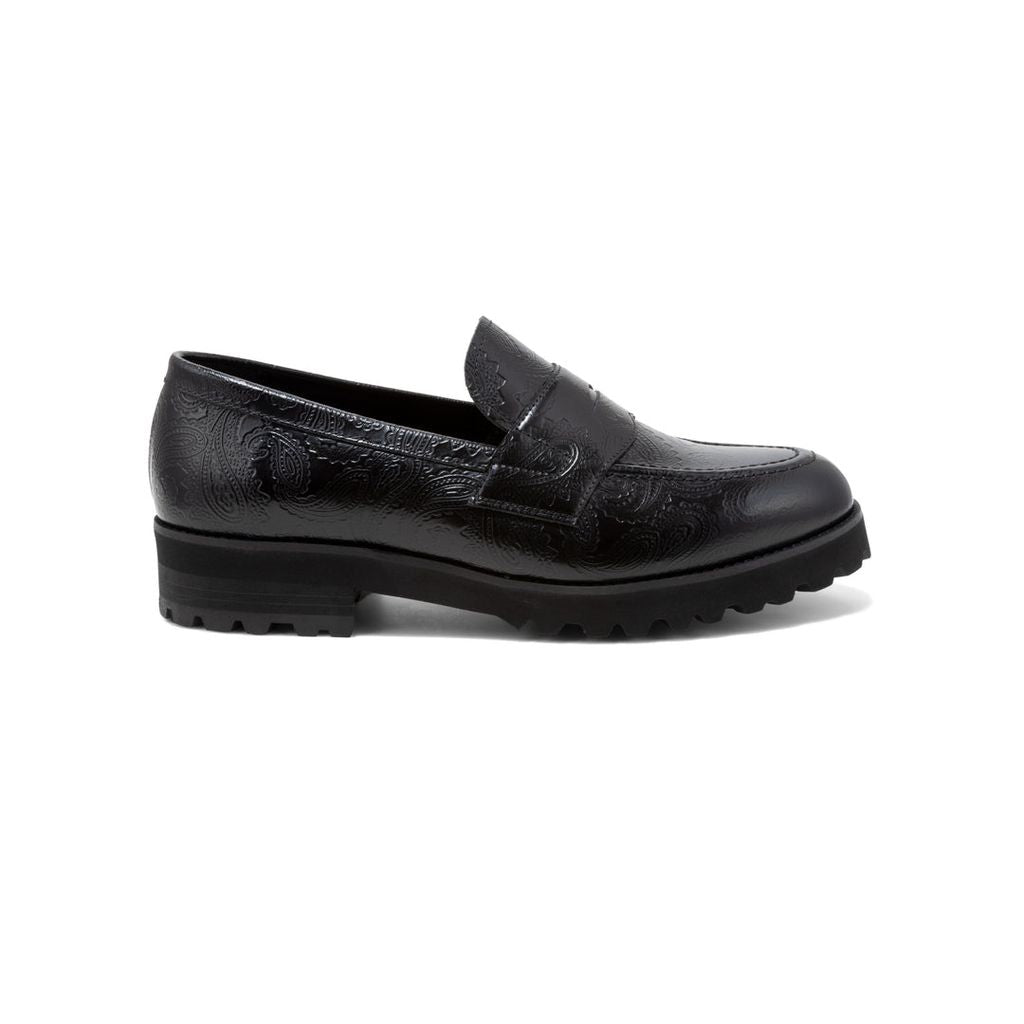 KENFORD MENS TANK SOLE LOAFERS / BLACK PAISLEY – MAROON WEBSTORE