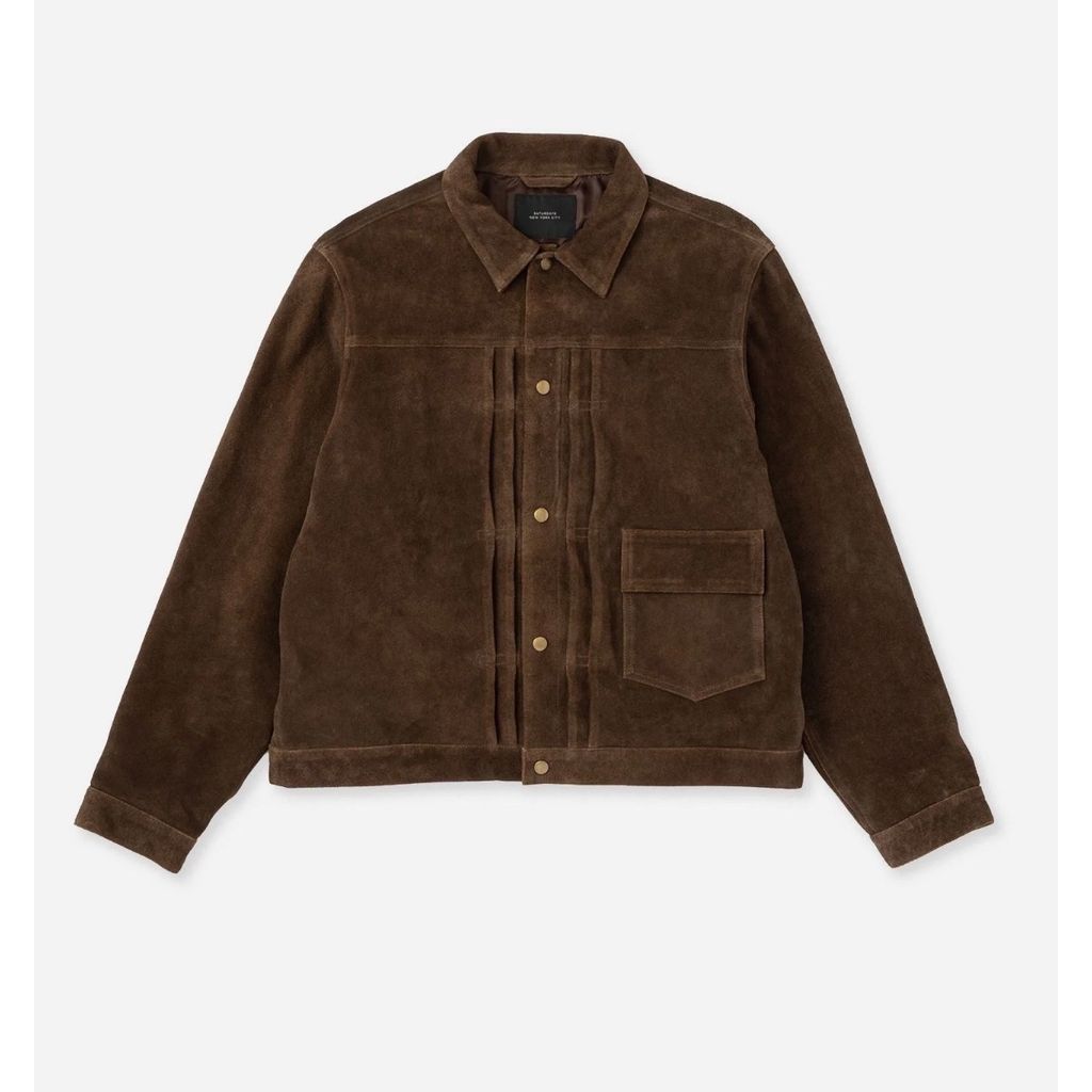 SATURDAYS NEW YORK CITY Emil Type-1 Suede Leather Jacket Brown
