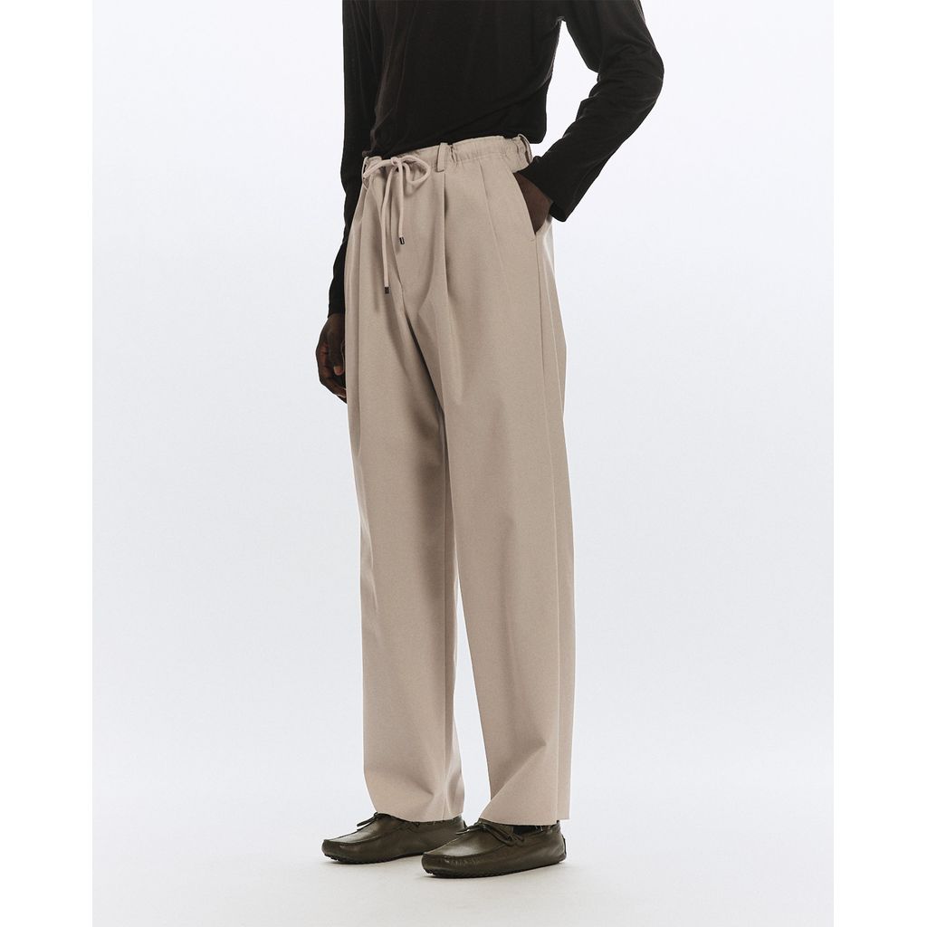 MARKAWARE Organic Cotton Gabardine Double Pleated Easy Trousers