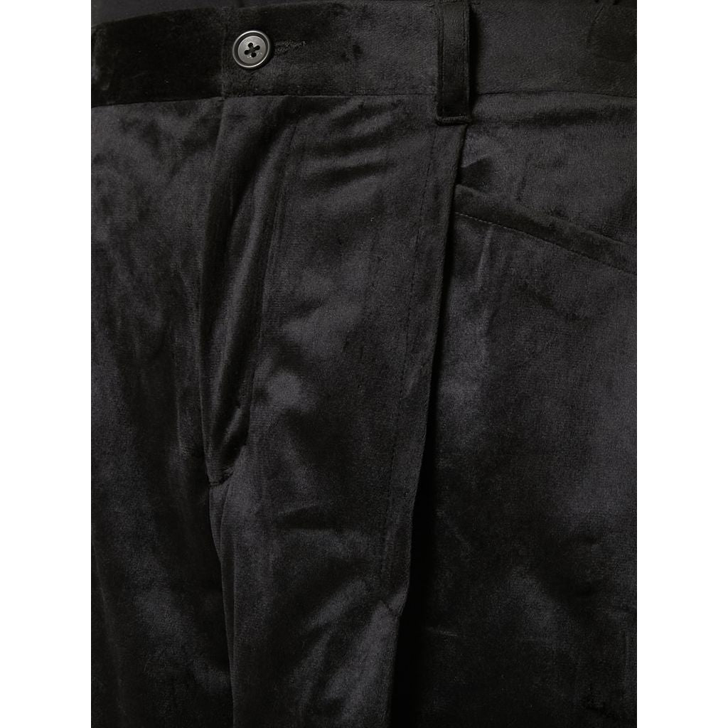 TAAKK DRAPED VELVET TUCK PANTS
