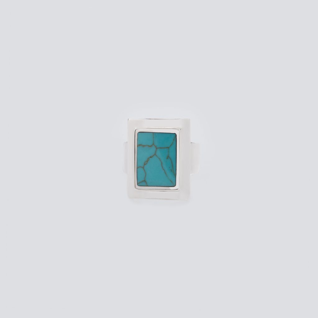 XOLO JEWELRY Square Amulet with Turquoise Ring