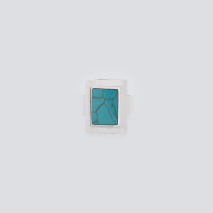 XOLO JEWELRY Square Amulet with Turquoise Ring
