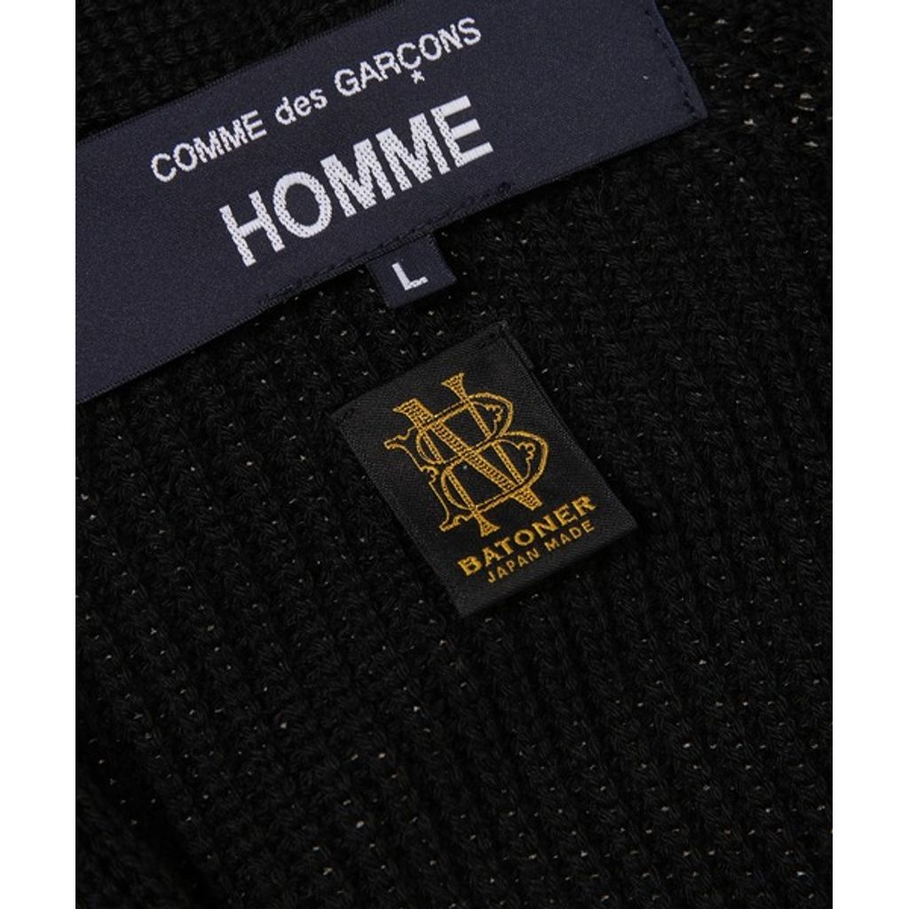 COMME des GARCONS HOMME BATONER W-NAME WOOL KNIT CARDIGAN（BLACK）