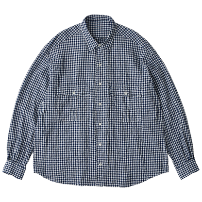 PORTER CLASSIC ROLL UP LINEN GINGHAM CHECK SHIRT