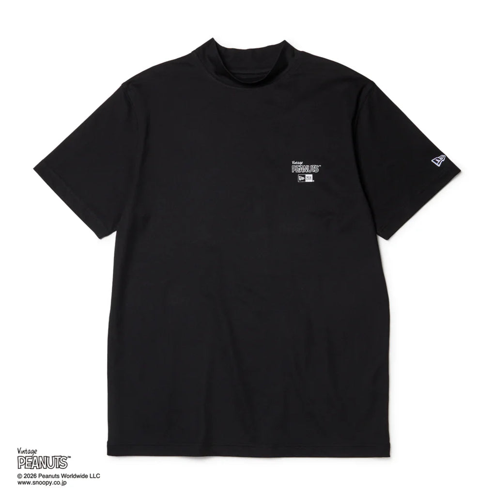 NEW ERA 半袖 ミッドネック Tシャツ Vintage PEANUTS ピーナッツ GOLF Circle ロゴ ブラック