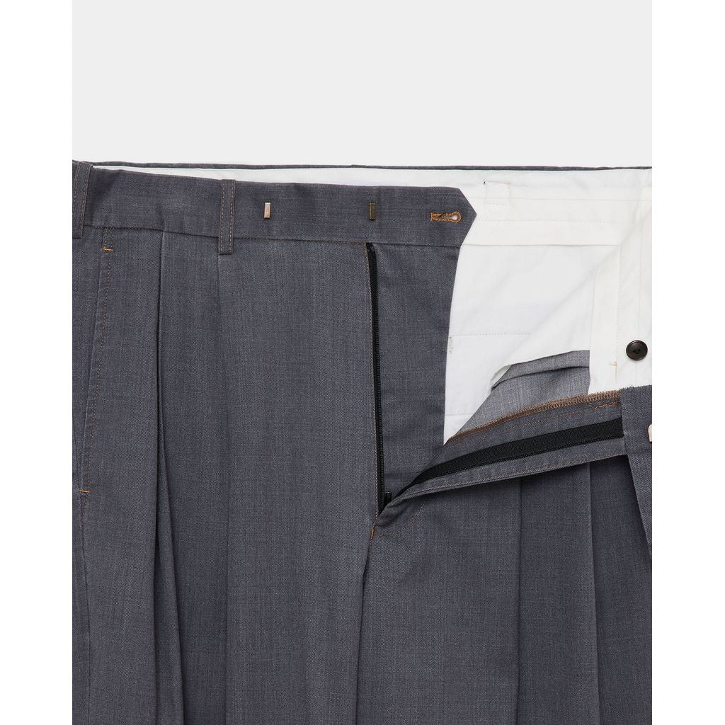 marka Washable 2/72 Wool Gabardine Pigment Print Two Tuck Baggy Trousers