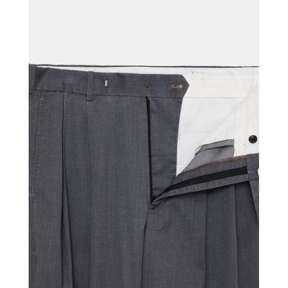 marka Washable 2/72 Wool Gabardine Pigment Print Two Tuck Baggy Trousers