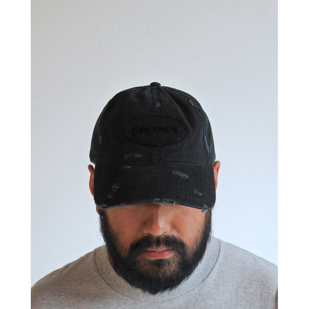 ANACHRONORM AN362 DAMAGED 6PANEL CAP BLACK