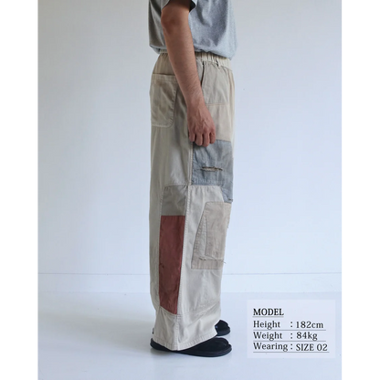 ANACHRONORM REMAKED MIX PANEL WIDE EASY PANTS BEIGE