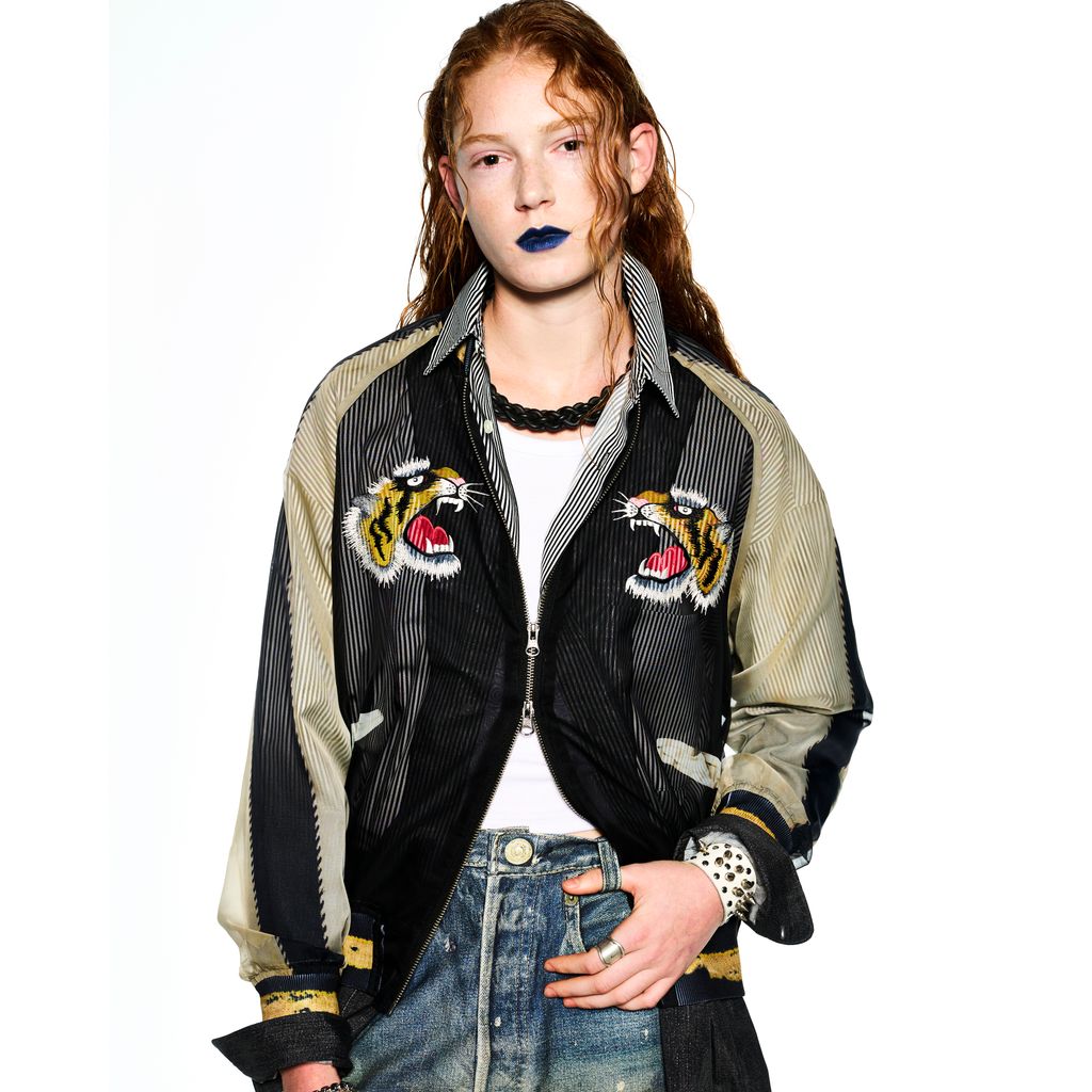 TOLQ  Skeleton Printed Souvenir Jacket
