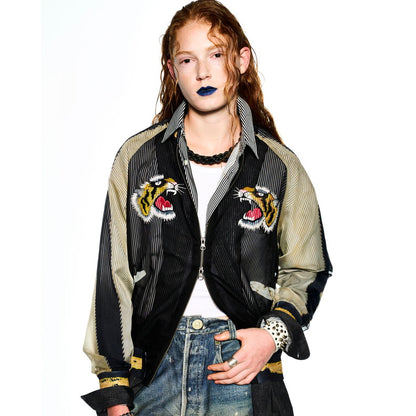 TOLQ  Skeleton Printed Souvenir Jacket